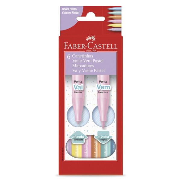 CANETA HIDROCOR FABER-CASTELL VAI VEM PASTEL C/6
