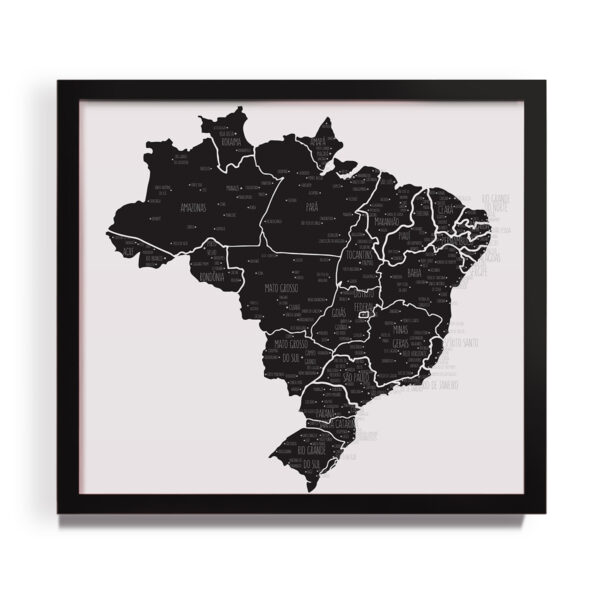 QUADRO LQ MAPA DO BRASIL 51X47CM - PRETO
