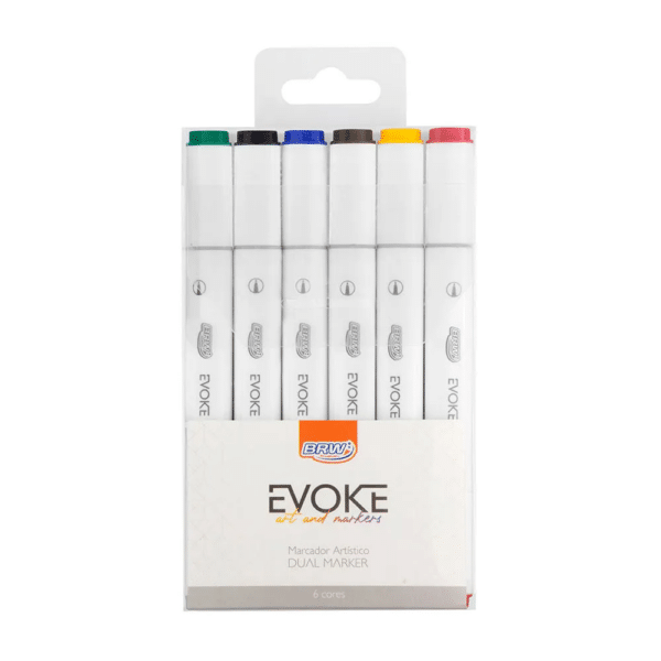 MARCADOR ALCOOL BRW EVOKE DUAL NEON ESTOJO COM 6