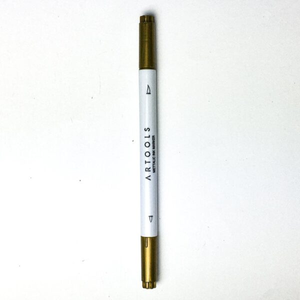 Caneta Brush Artools Metálica Duas Pontas Ouro
