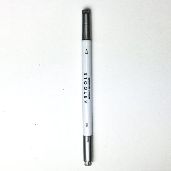 Caneta Brush Artools Metálica Duas Pontas Prata